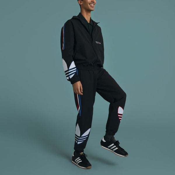 adidas originals Tricol Swtpant Contrasting Colors Stripe Logo Bundle Feet Sports Pants Black