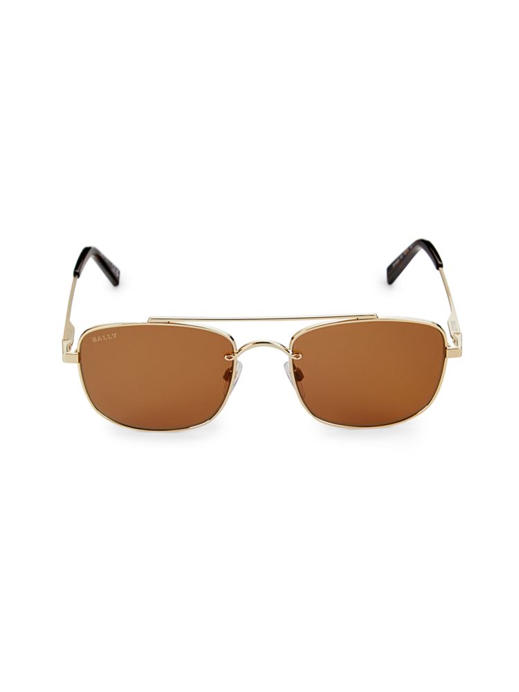 Longines 54MM Rectangular Sunglasses, Gold