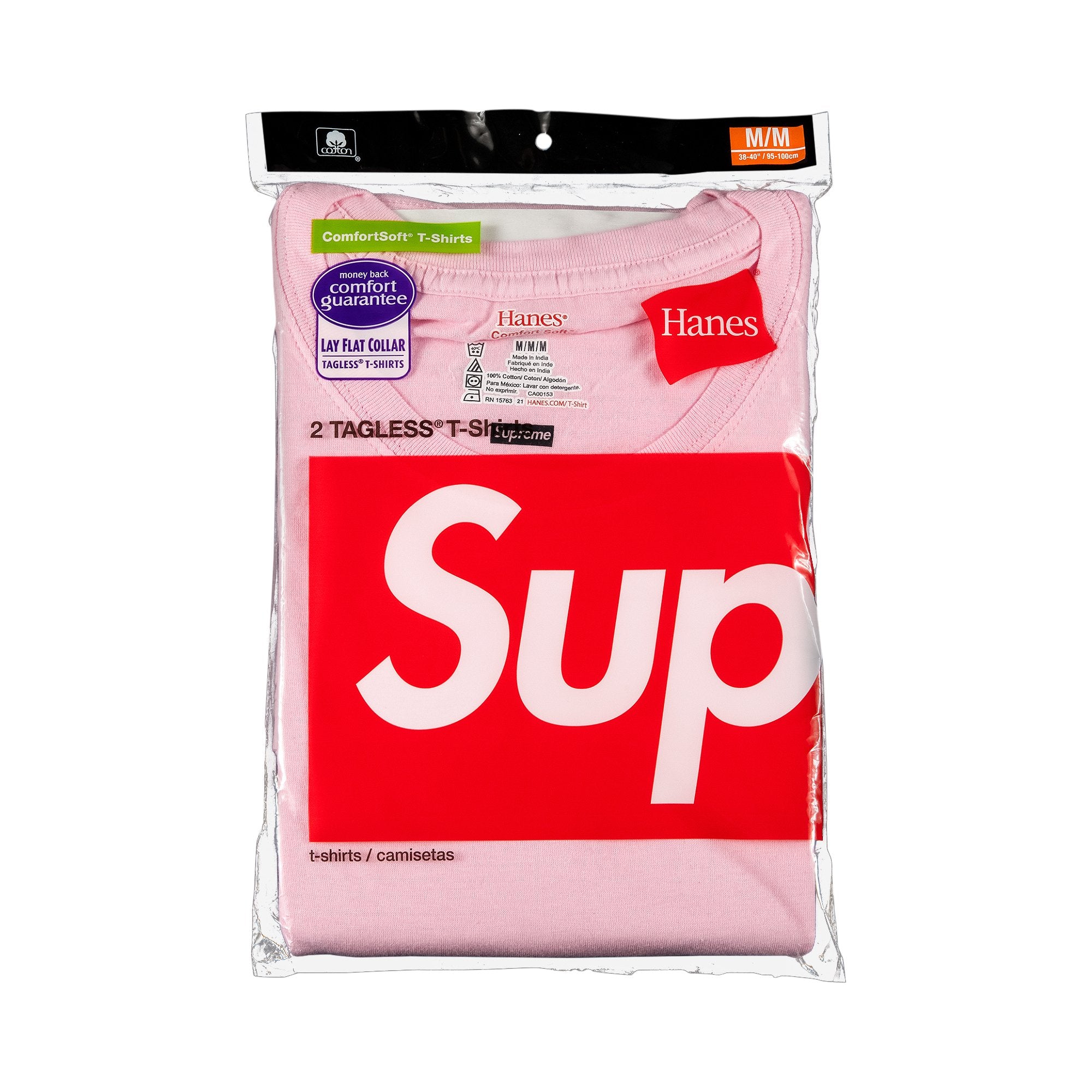 تي شيرتات بدون علامة Supreme x Hanes (عبوة من قطعتين)، باللون الوردي