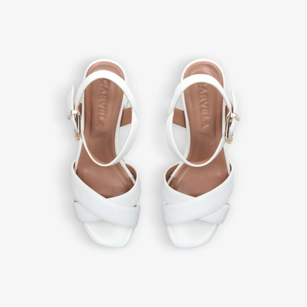 Serafina Carvela leather platform sandals with cross straps, white