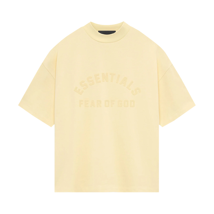 تي شيرت Fear Of God Essentials من قماش الجيرسي الثقيل بأكمام قصيرة وطبعة "Garden Yellow"