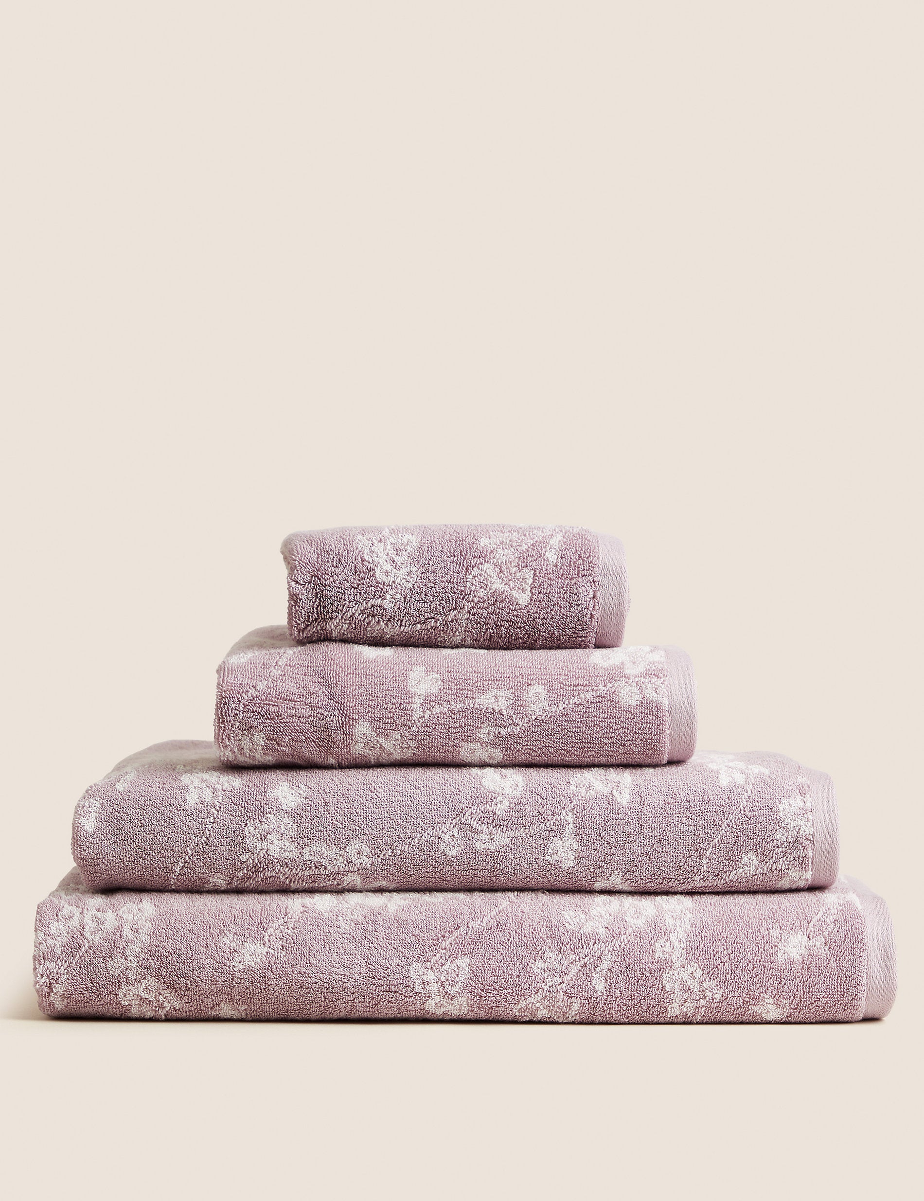 Marks & Spencer Pure Cotton Jacquard Towel with Floral Print Super Soft