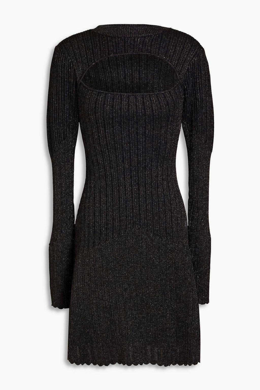 Sully NICHOLAS ribbed mini dress with metallic neckline, black