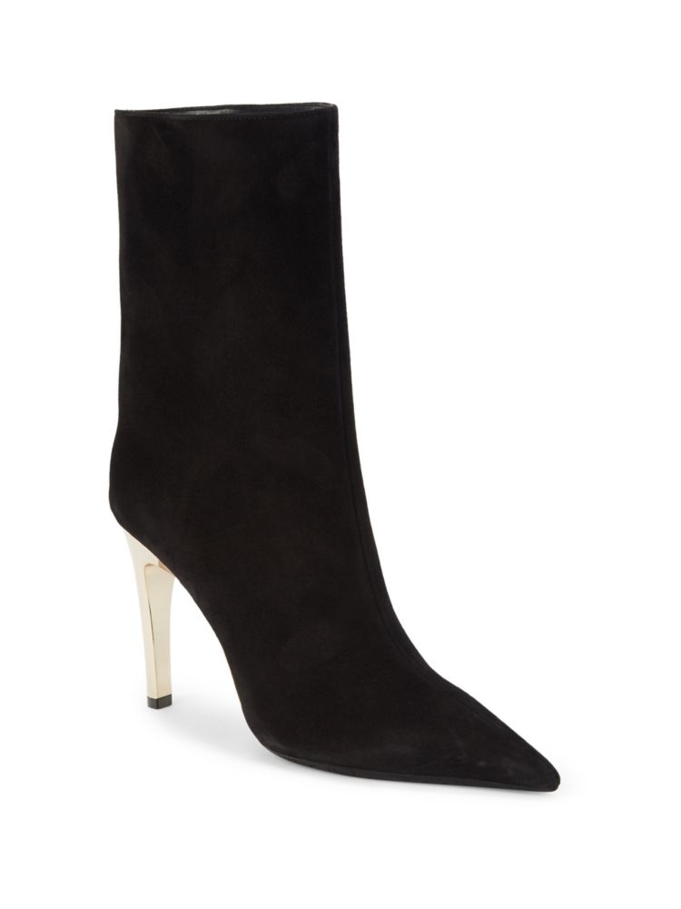 Jimmy Choo Cierra 100 Suede Ankle Boots Black Gold