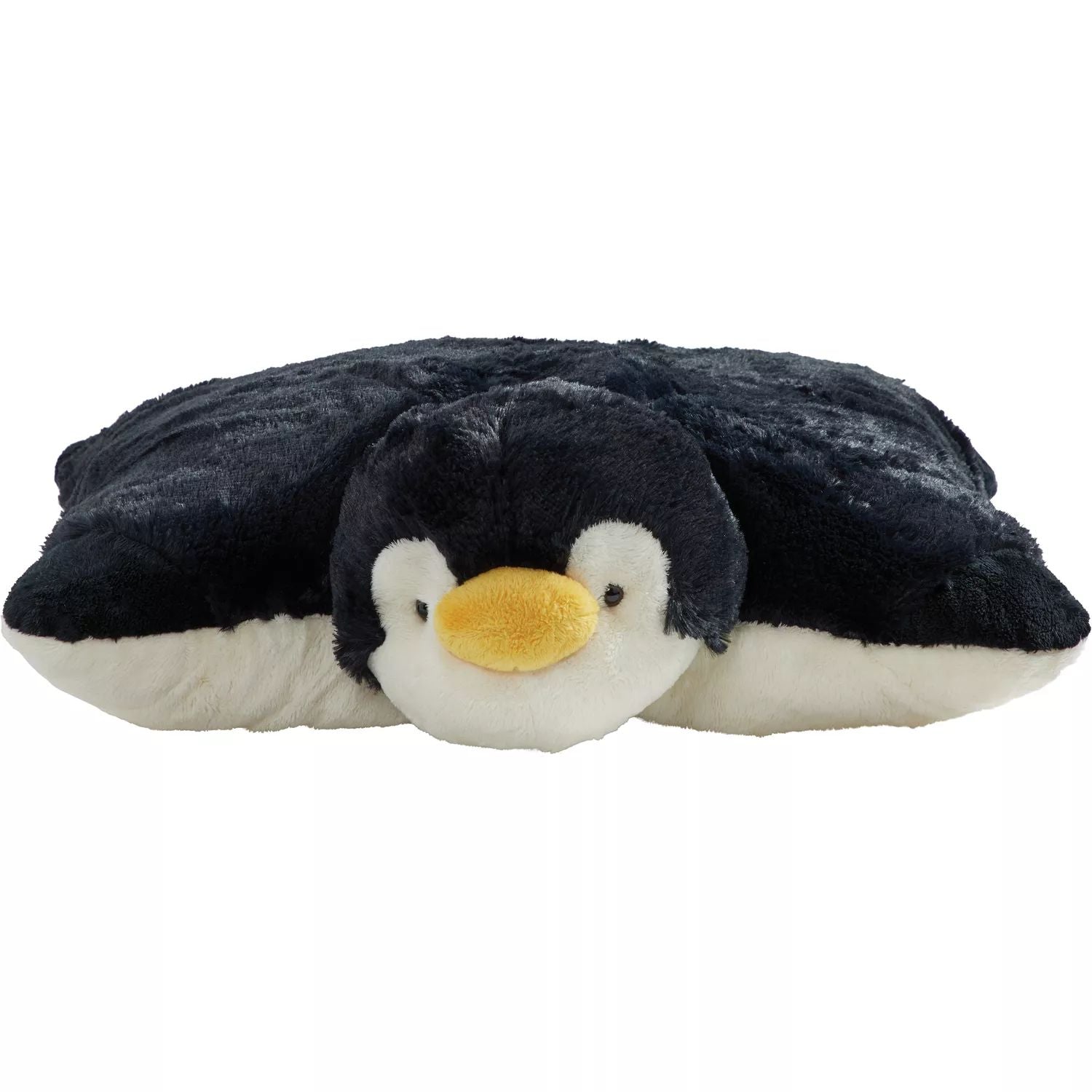 Pet pillow with Pillow Pets signature playful penguin plush toy