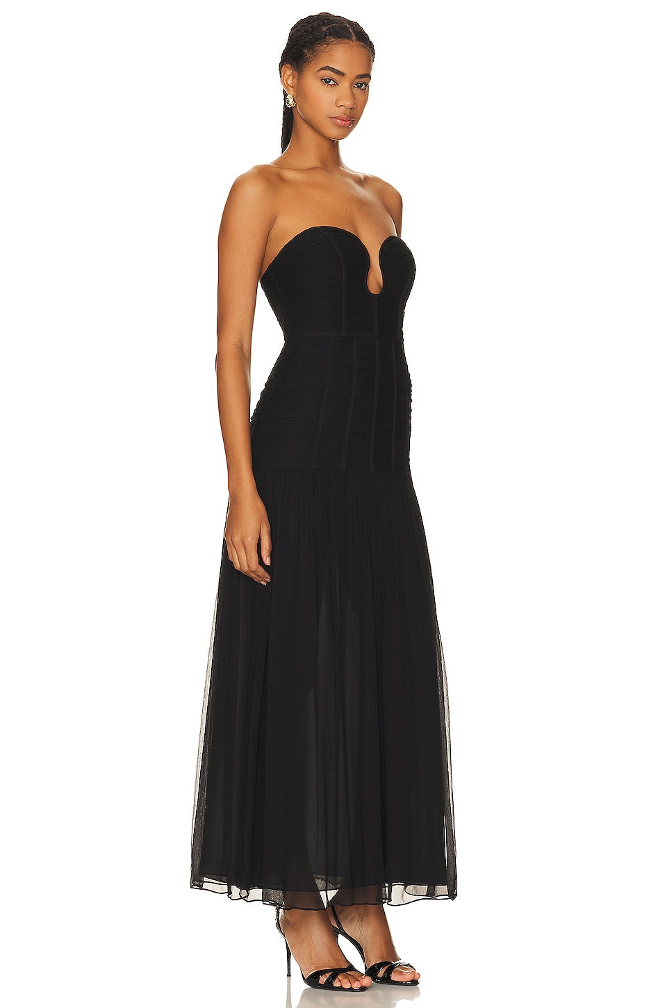 Shona Joy Isola Strapless Midi Dress, black