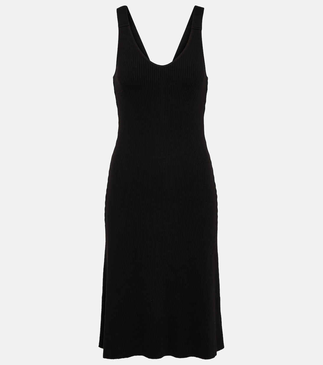 VINCE Ribbed Crew Neck Midi Dress, Black