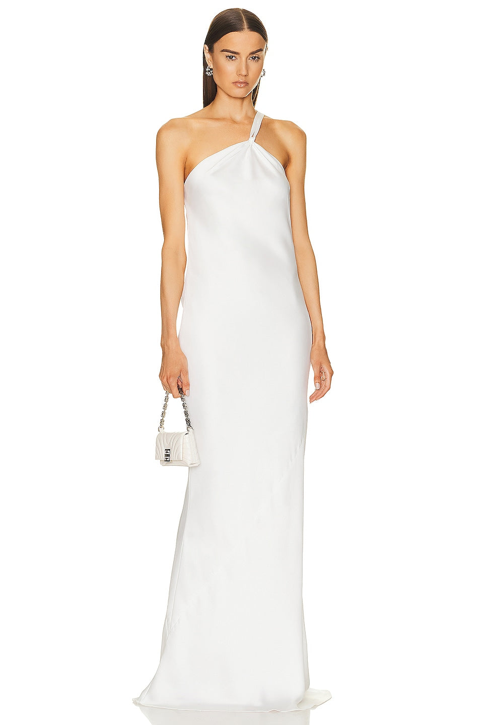 Norma Kamali One Shoulder Bias Gown Dress, Snow White