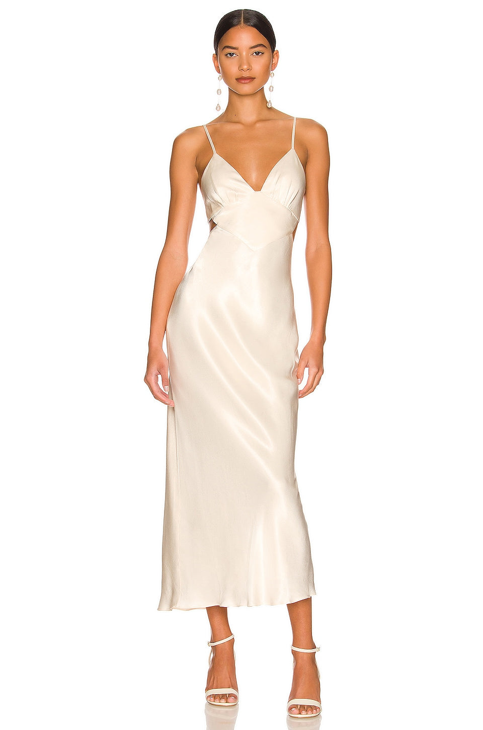 Shona Joy La Lune Backless midi dress, cream