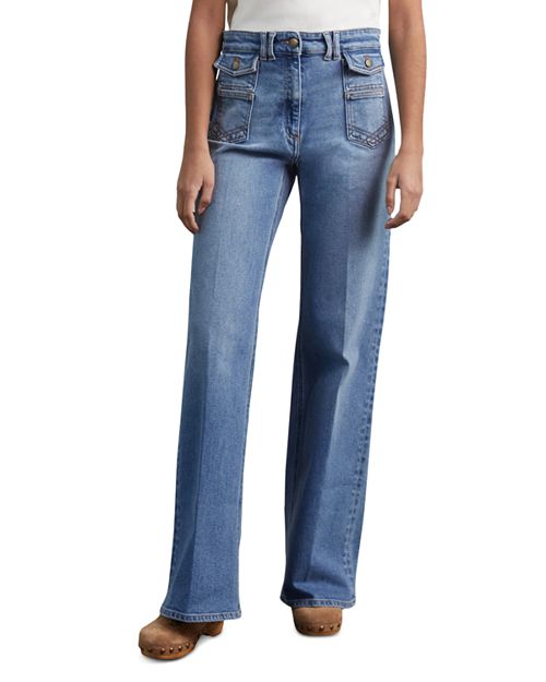 Blanche High Waist Flare Leg Jeans in Blue Gerard Darel color Blue