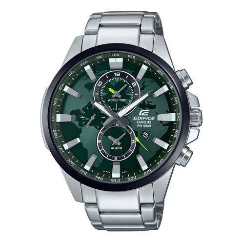 Watch Men's CASIO Edifice World Map Series Fashion Business Stylish Metallic Strap Green Watch Mens Analog, multicolor