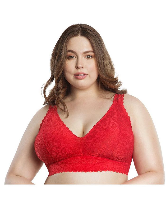 Adriana PARFAIT Women's Lace Bralette Bra, Red