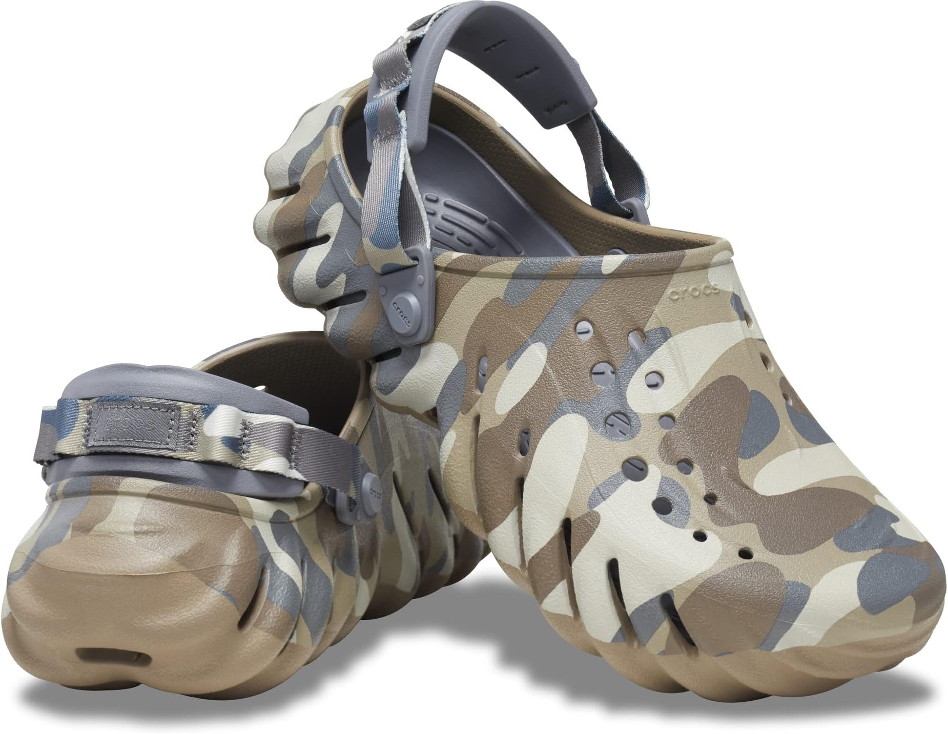 Echo Clog Crocs, Charcoal/Camo Redux