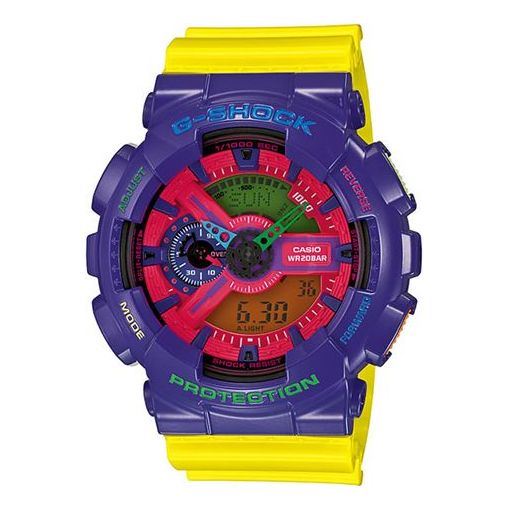 CASIO G-Shock Analog-Digital 'Purple' watch, yellow