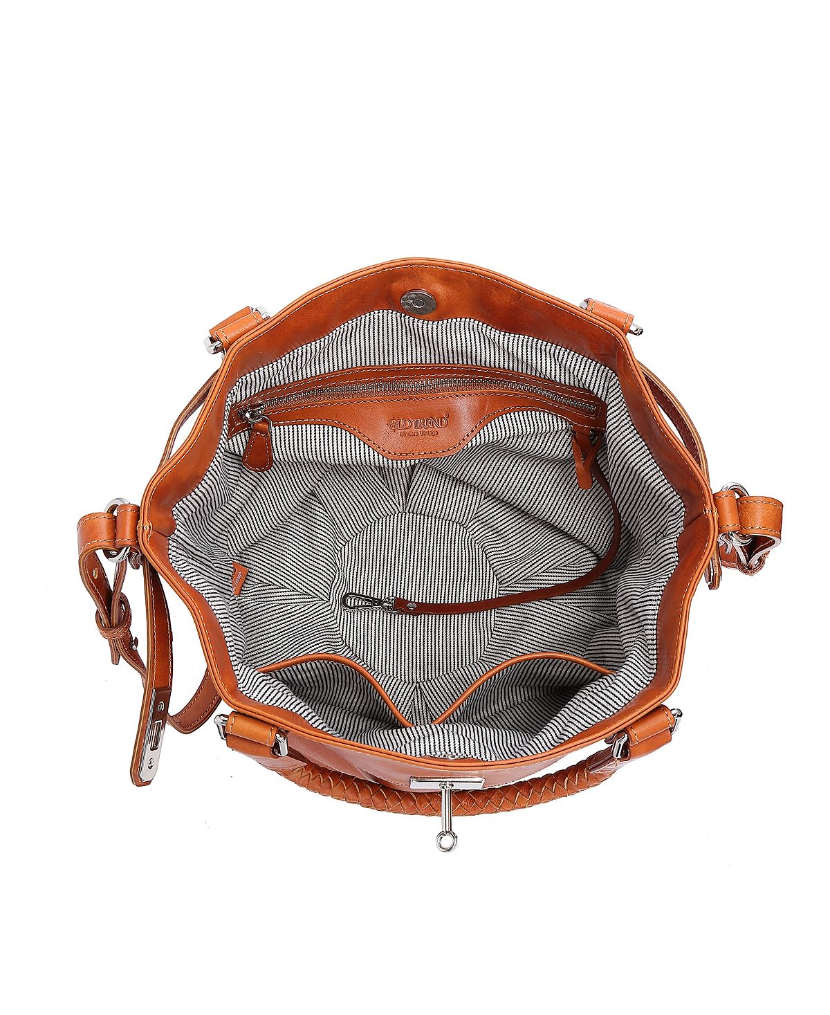 Women's bucket bag made of genuine leather with pumpkin OLD TREND