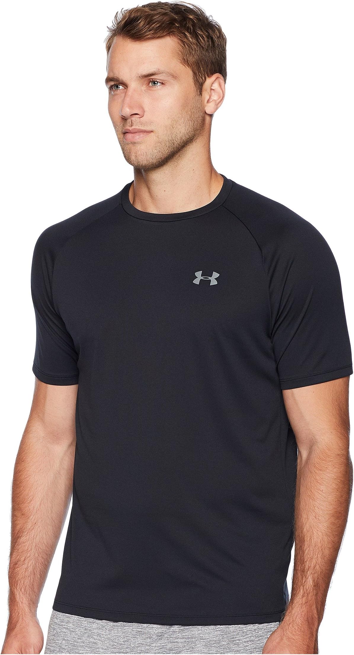 UA Tech Under Armor Short Sleeve T-Shirt, Black/Graphite