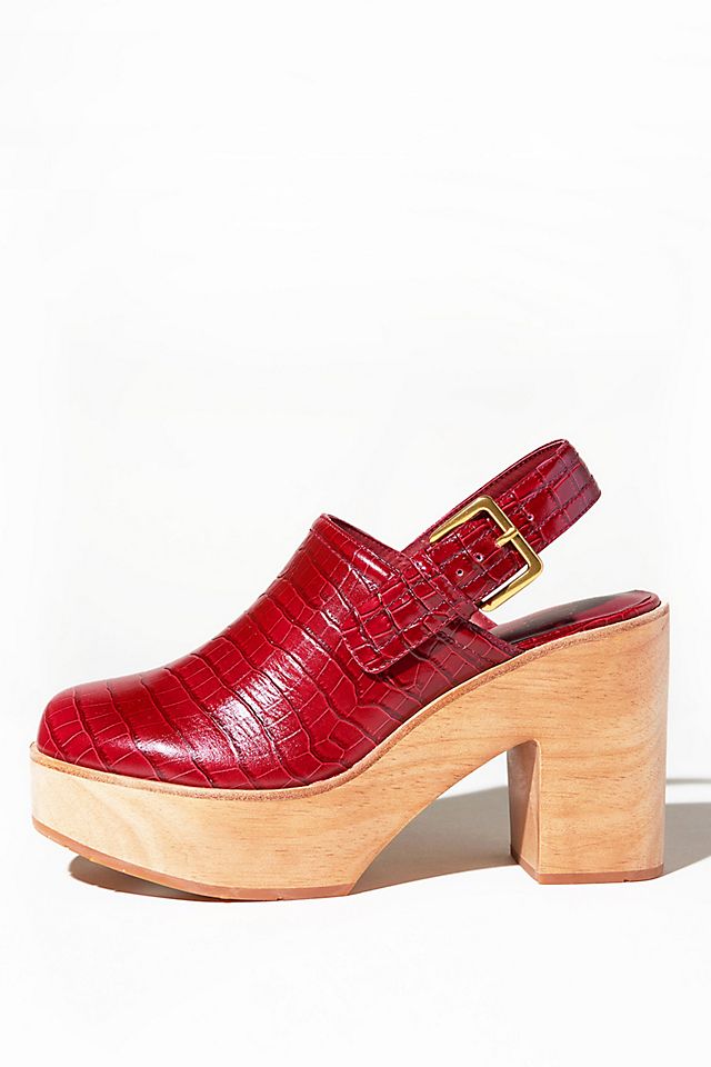 Charlotte Stone Bonnie Heeled Clog, Red