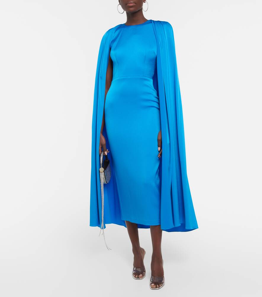 ALEX PERRY Satin Crepe Beckett Midi Dress, Blue