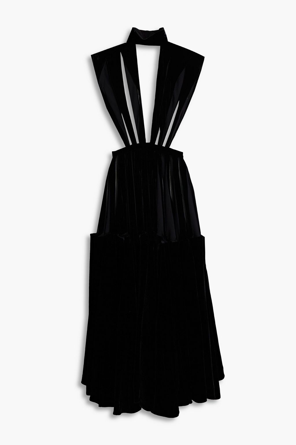 VALENTINO GARAVANI Silk Velvet Cutout Midi Dress, Black