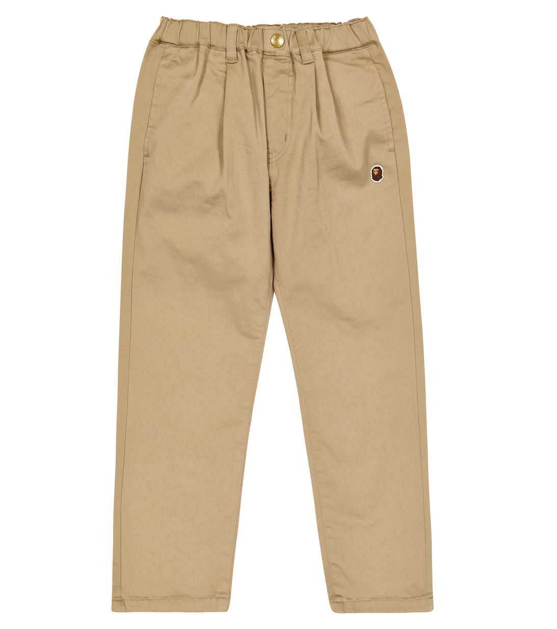 Cotton blend trousers with BAPE logo, beige