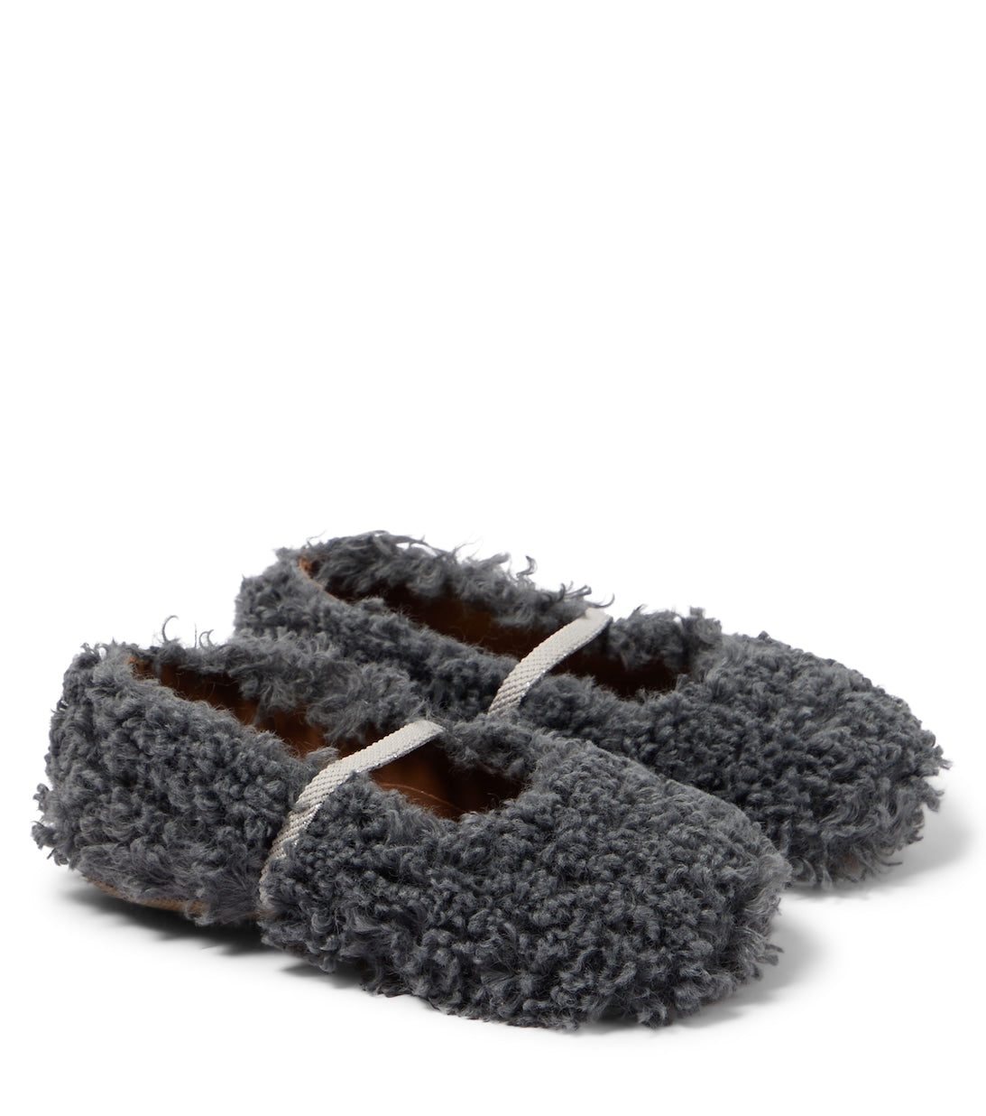 PèPè faux sheepskin ballet flats, gray