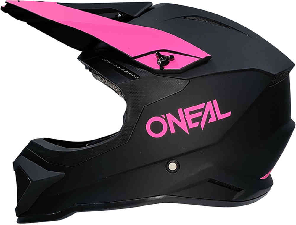 1SRS Oneal Hard Motocross Helmet, Matte Black/Pink