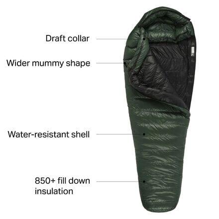 Badger MF Sleeping Bag: 15F Down Western Mountaineering, Green