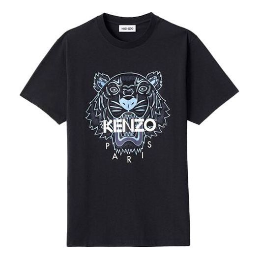 تي شيرت KENZO SS21 بطبعة النمر بأكمام قصيرة مقاس M أسود، أسود