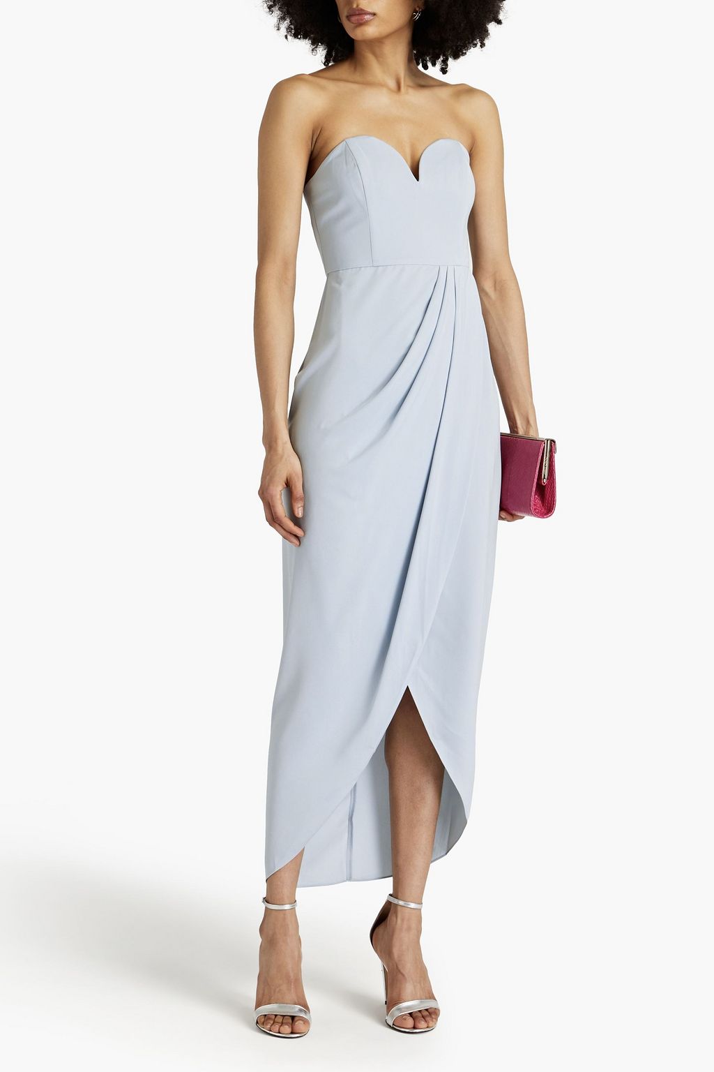 SHONA JOY Strapless Draped Satin Maxi Dress, Blue