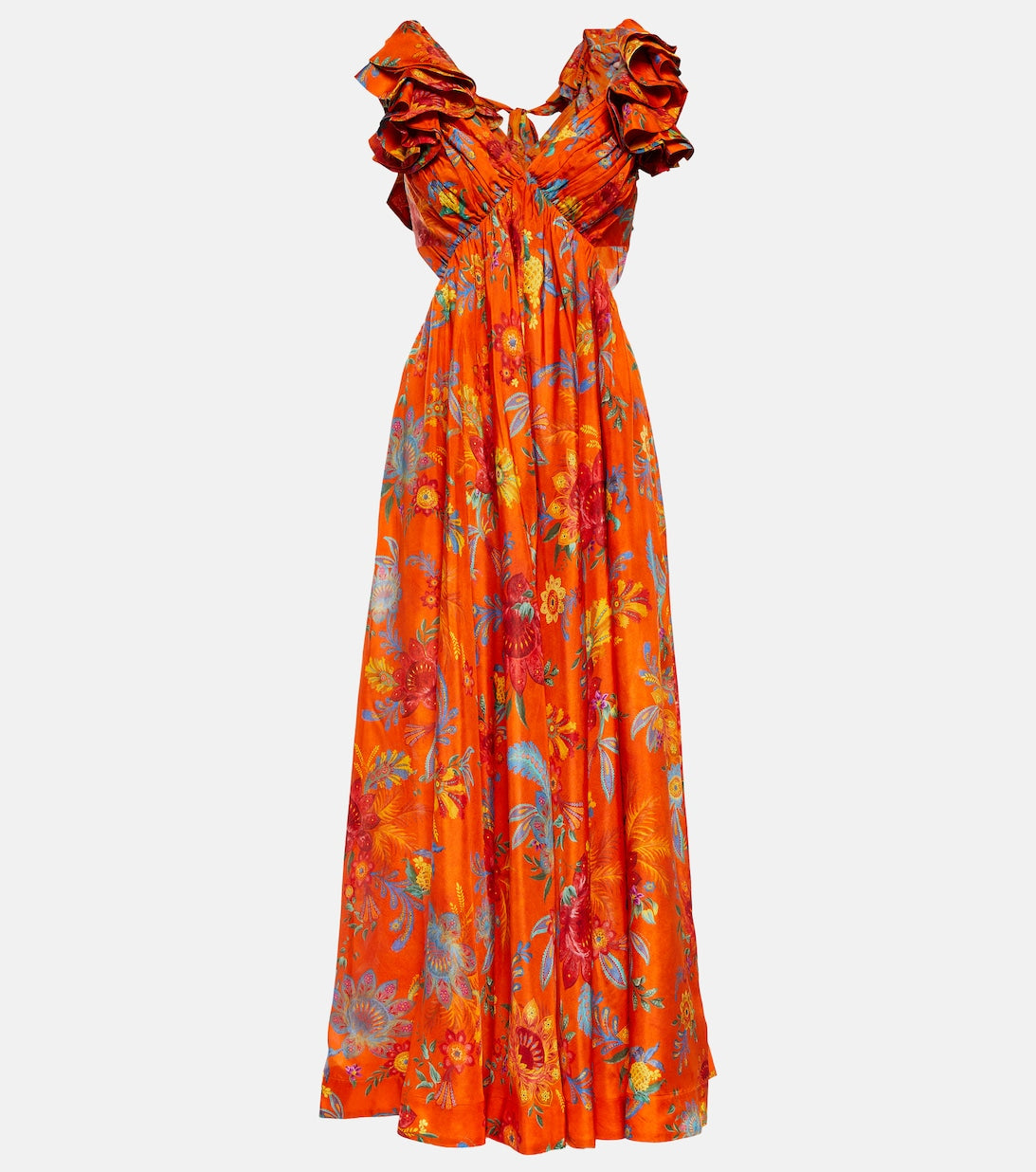 Silk maxi dress with floral print ZIMMERMANN, multicolor