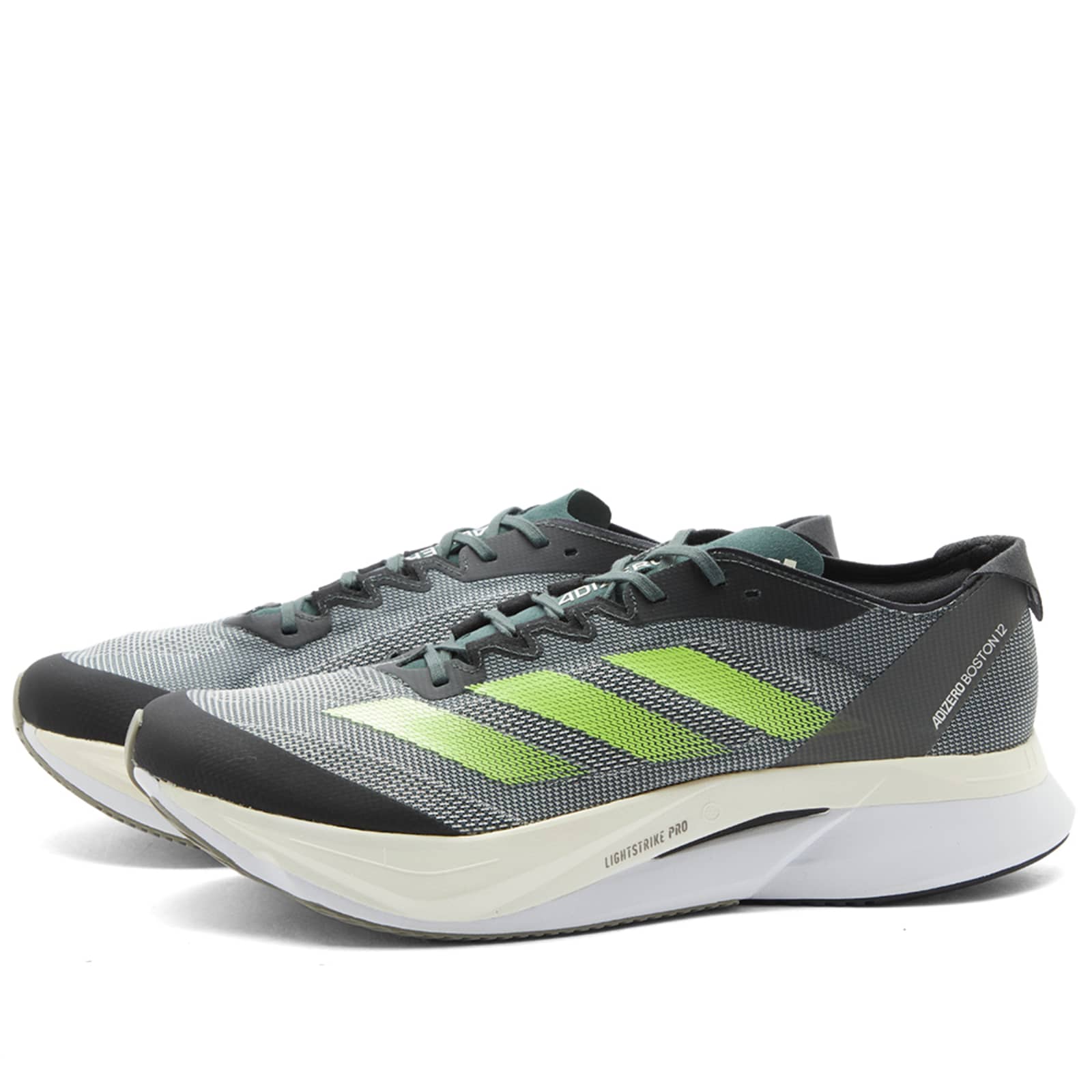 Adidas Adizero Boston 12 M Sneakers, Legend Ivy, Lucid Lemon & Silver Pebble