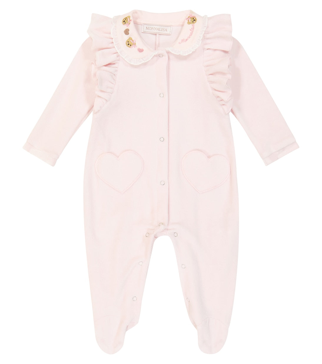 Monnalisa cotton blend baby romper, pink