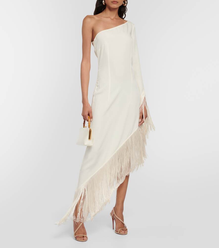 Aventador one-shoulder fringed midi dress TALLER MARMO, white