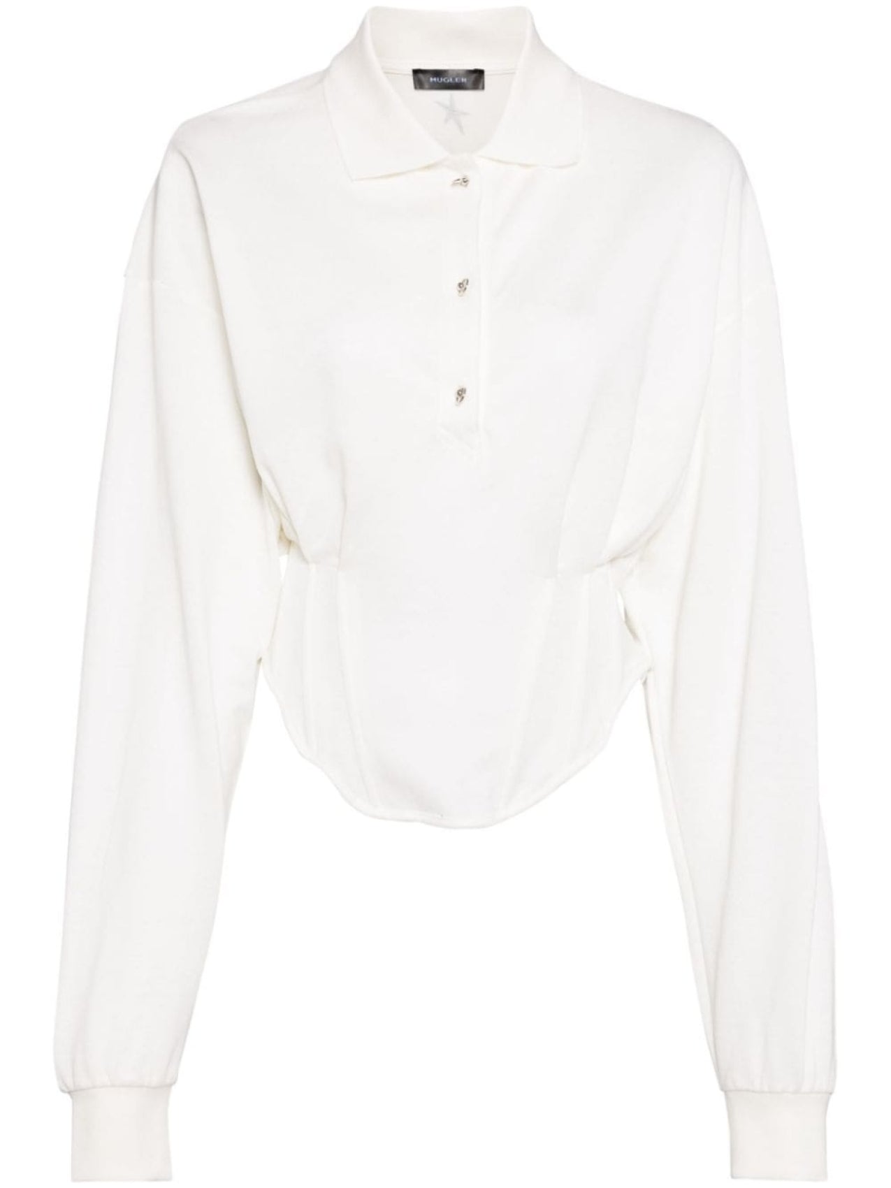 Mugler Polo Shirt with Corset, White