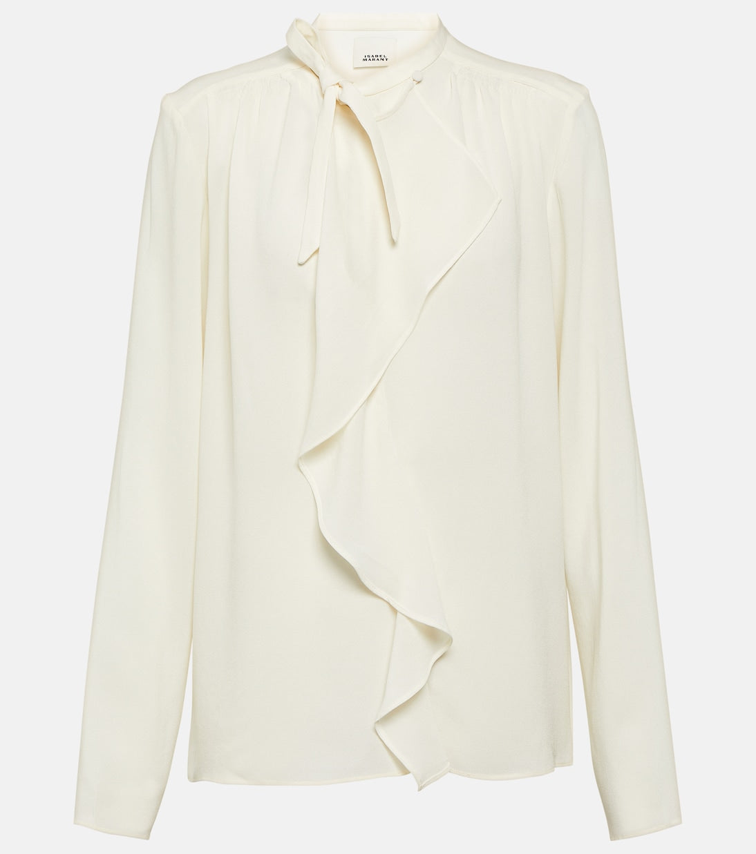 Isabel Marant utah ruffle crepe blouse, white