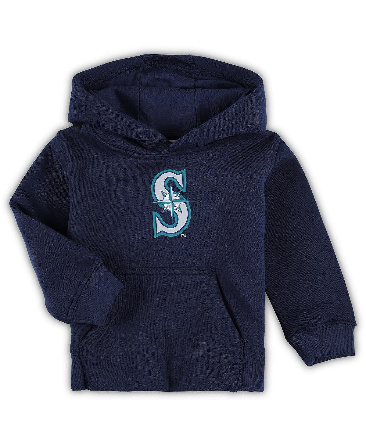 Seattle Mariners Team Primary Logo Outerstuff Navy Fleece Pullover Hoodie for Boys and Girls