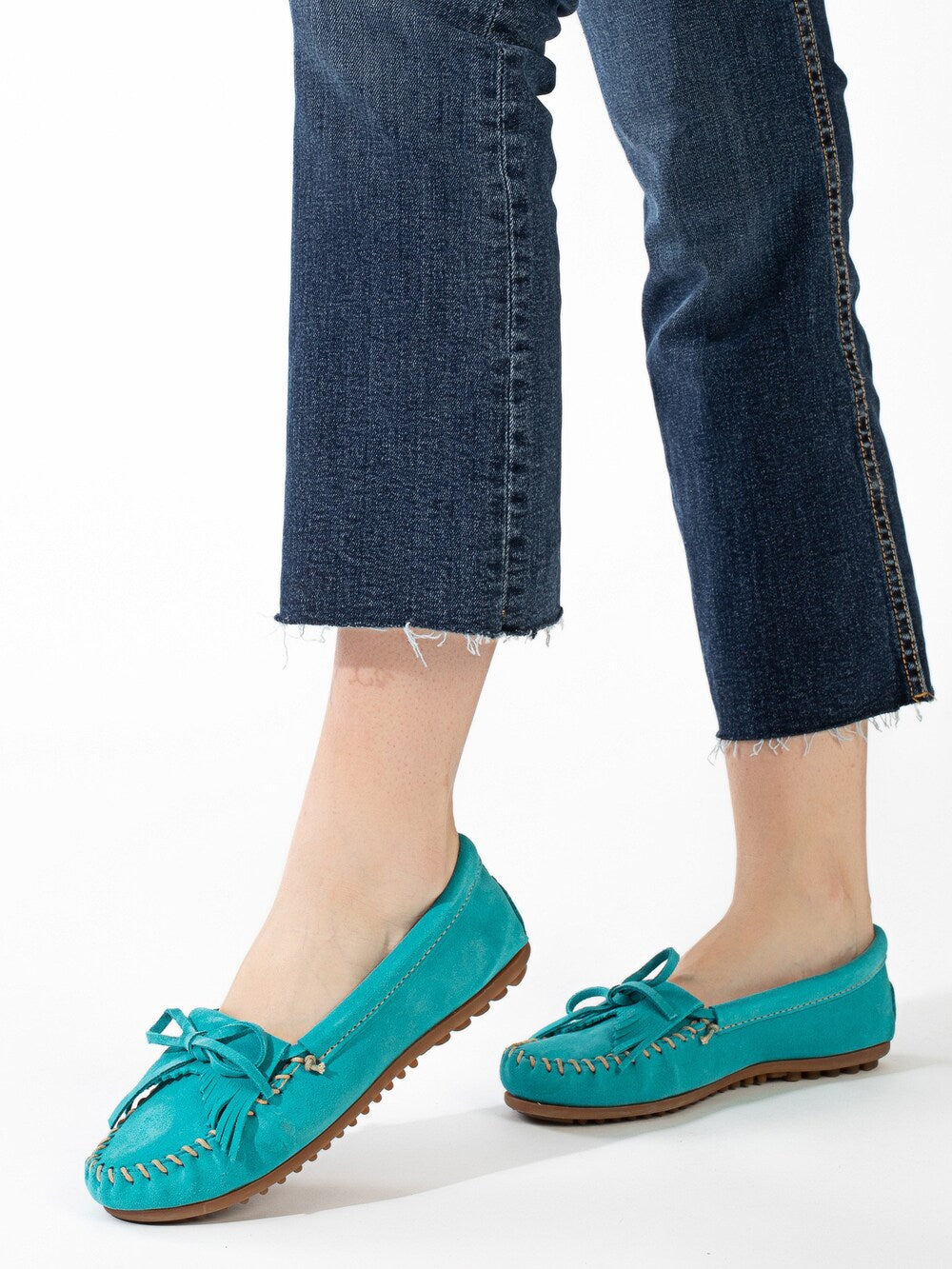 Minnetonka Kilty moccasins, blue