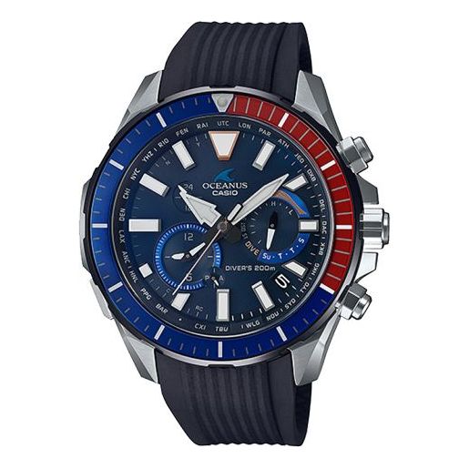 Watch Men's CASIO OCEANUS Series CACHALOT Solar Energy Watch tooth Watch Solar Powered Mens Blue Analog, blue