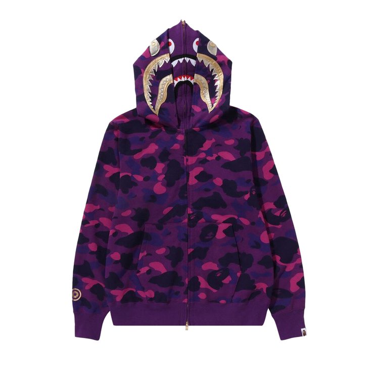 BAPE Color Camo Double Shark Full Zip 'Purple' Hoodie, Purple