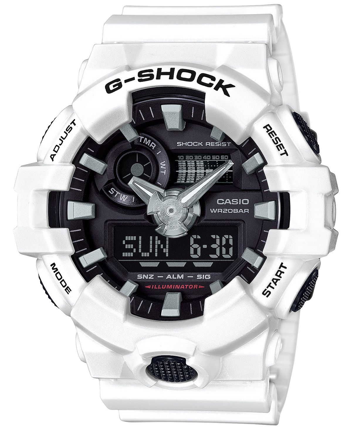 Men's Analog-Digital Watch with White Resin Strap, 54mm GA700-7A G-Shock