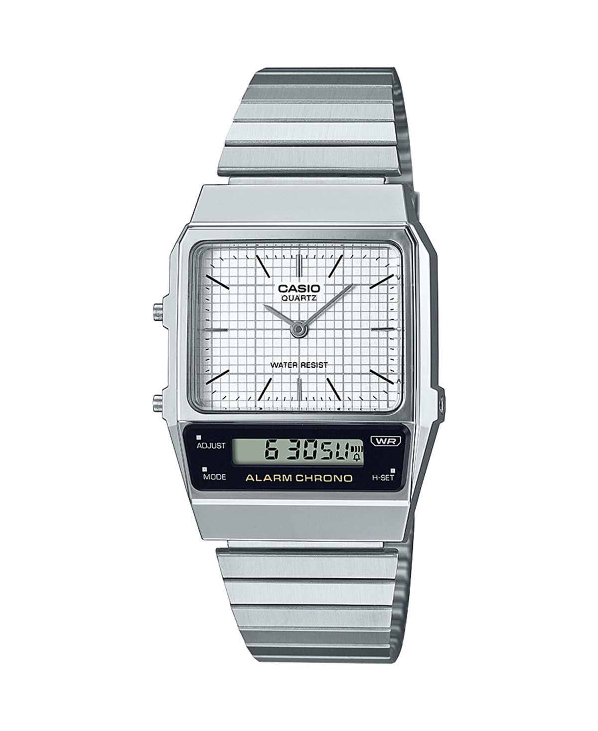 Silver stainless steel men's bracelet watch with white dial 30.6mm Casio