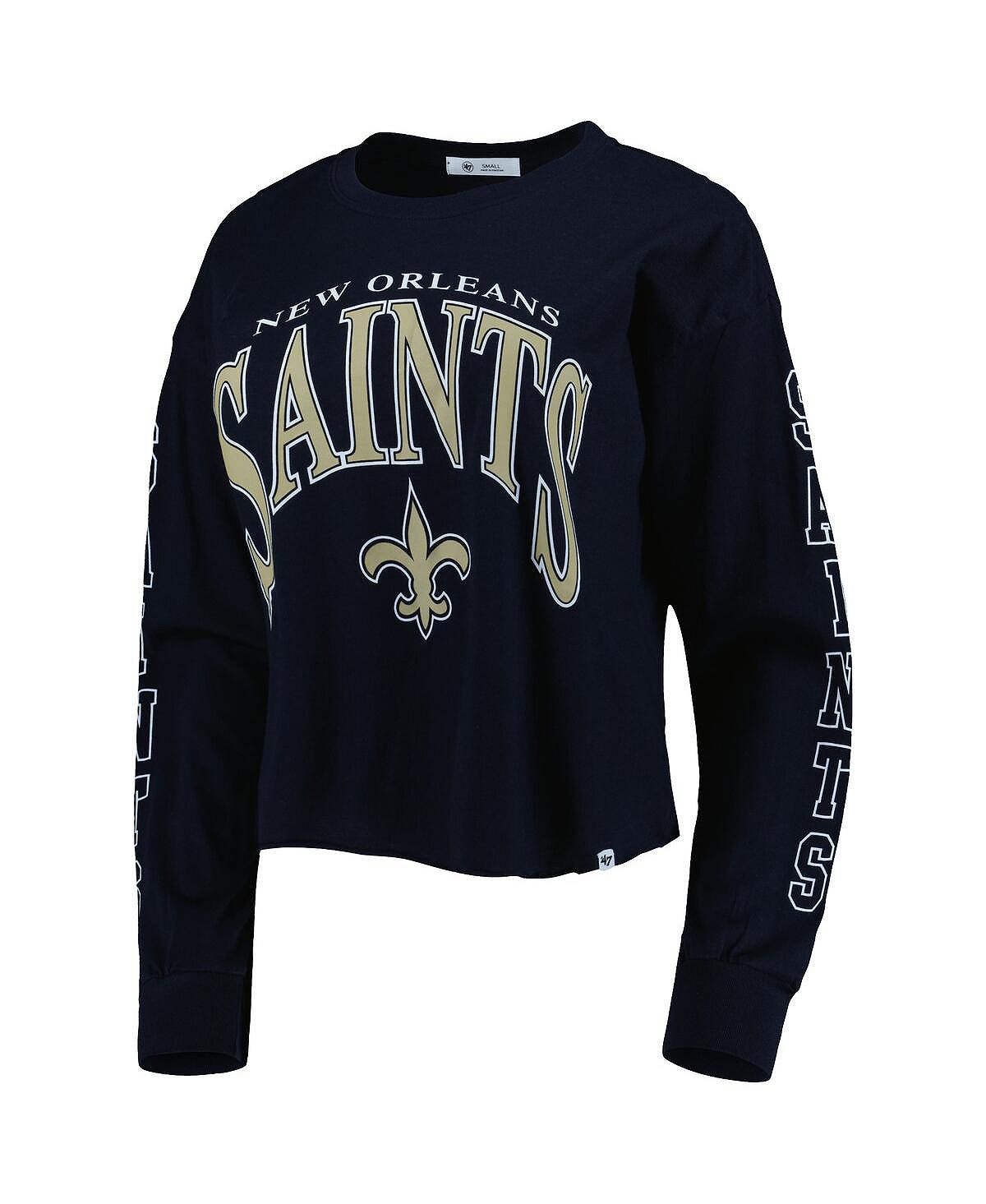 تي شيرت نسائي أسود بأكمام طويلة من ماركة Skyler Parkway '47 من New Orleans Saints باللون الأسود