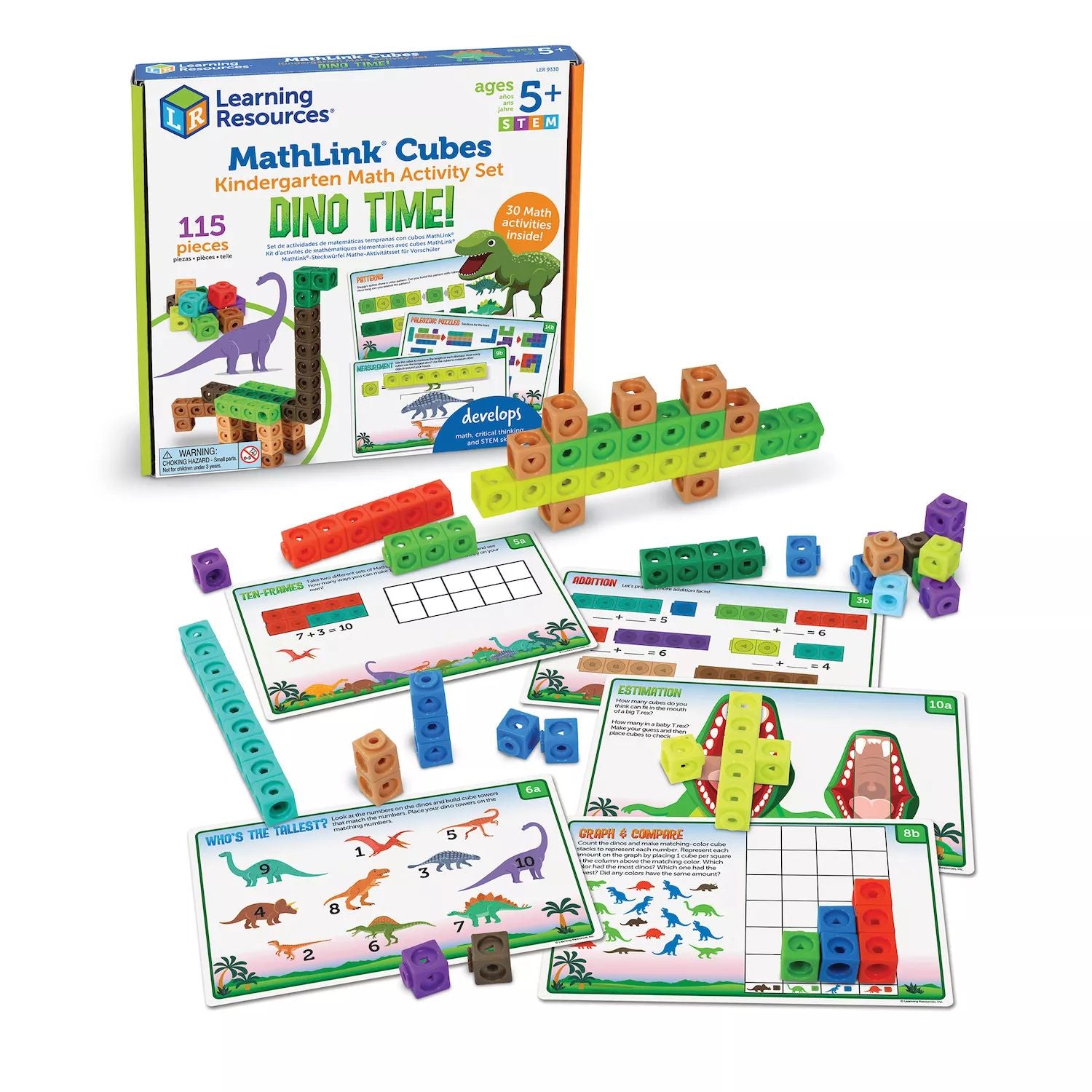 Learning Resources Mathlink Cubes Kindergarten Math Activities Bundle: Dino Time !  Learning Resources