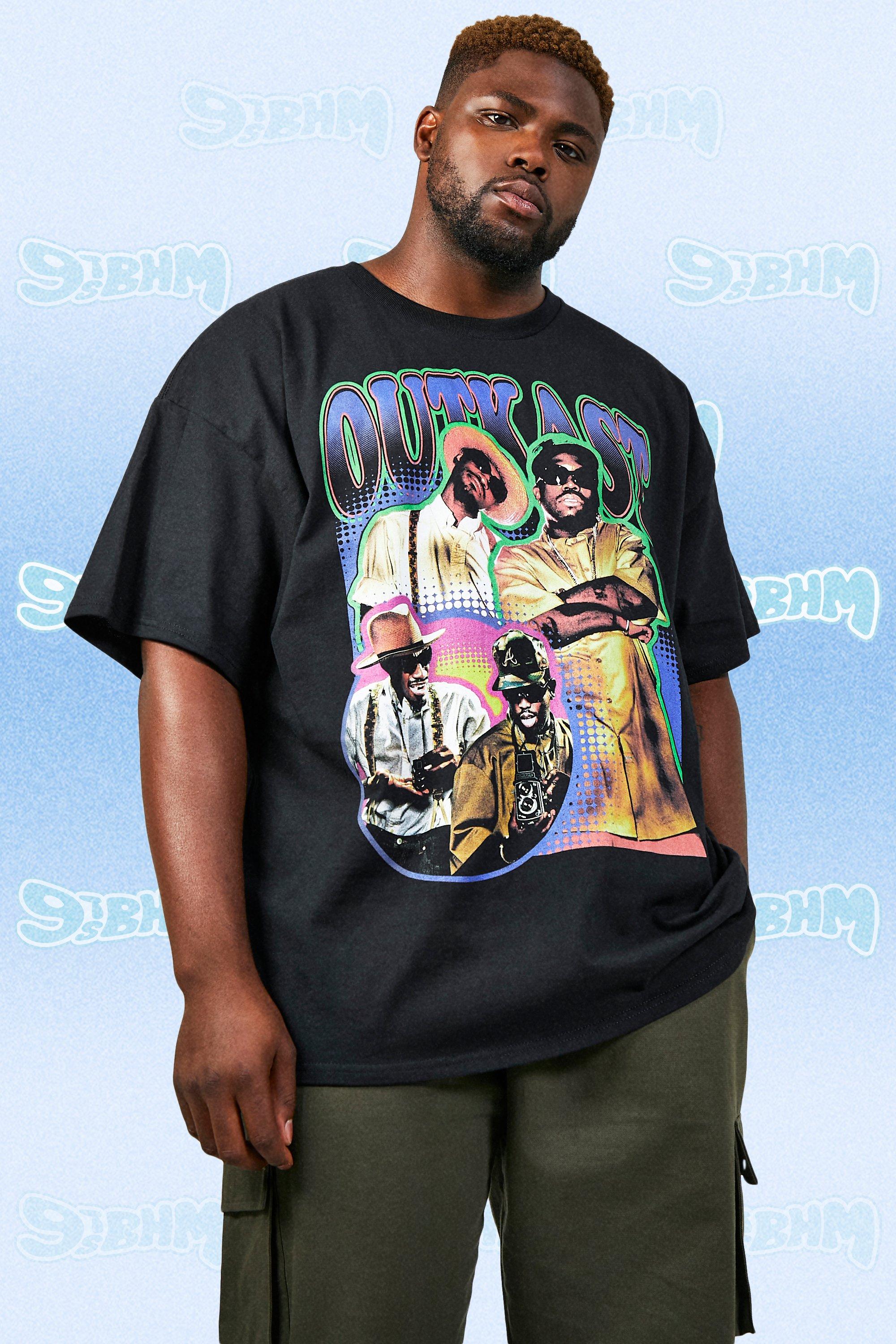 تي شيرت Vintage Outkast Boohoo مرخص، أسود