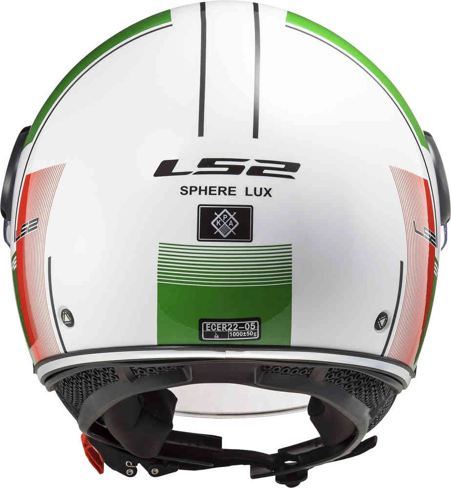 OF558 Sphere Lux Firm LS2 Jet Helmet, White/Green/Red