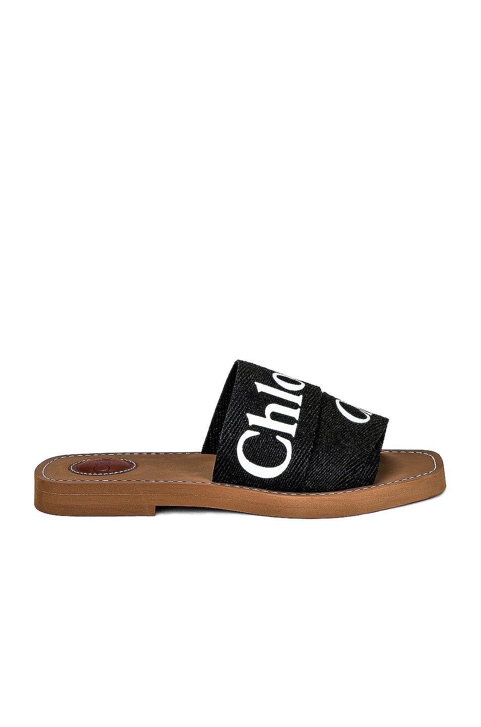 Chloe Woody Flat Slippers, black