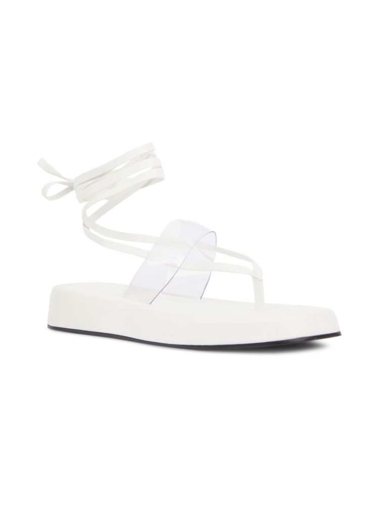 Callie Black Suede Studio Leather Platform Sandals, White