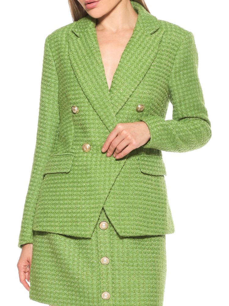 Alexia Admor Check Double Breasted Blazer in Sage