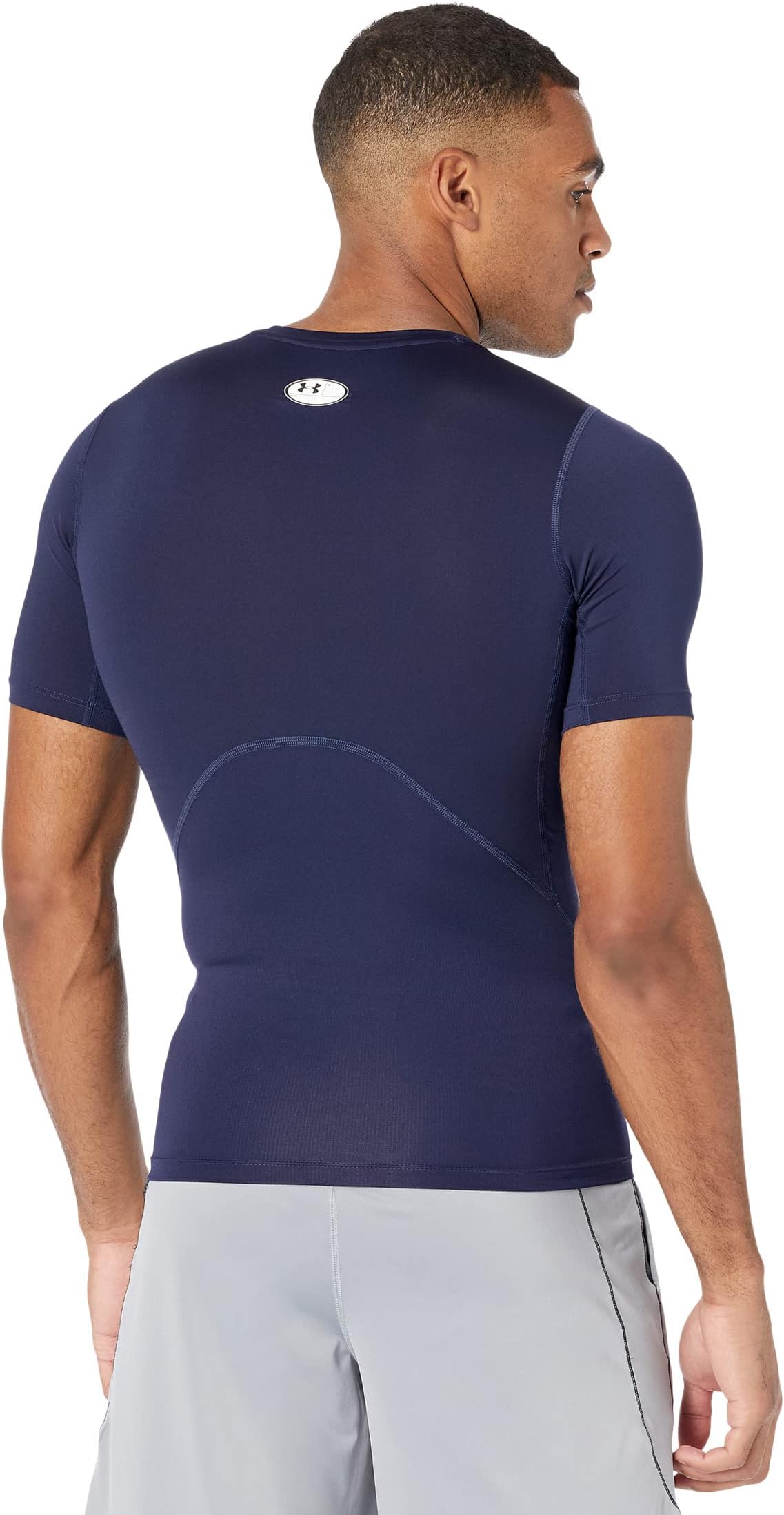 Under Armor Heatgear Armor Short Sleeve Compression Sleeve in Midnight Navy/White