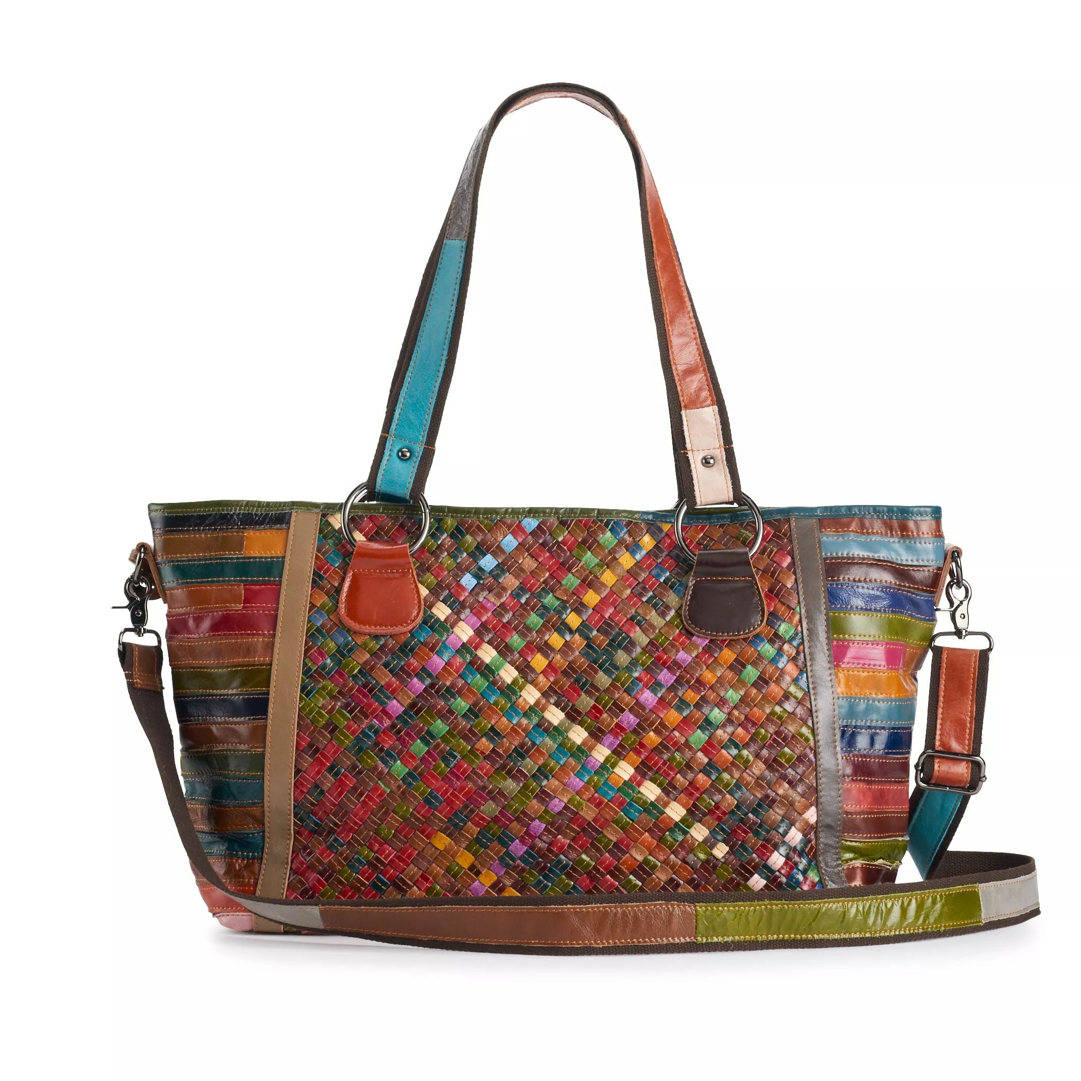 Women's woven Cecily tote bag made of American leather AmeriLeather